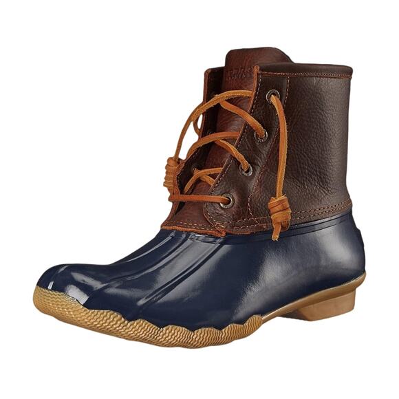 Sperry Womens Navy & Tan Saltwater Duck Boots 7 - Picture 1 of 8